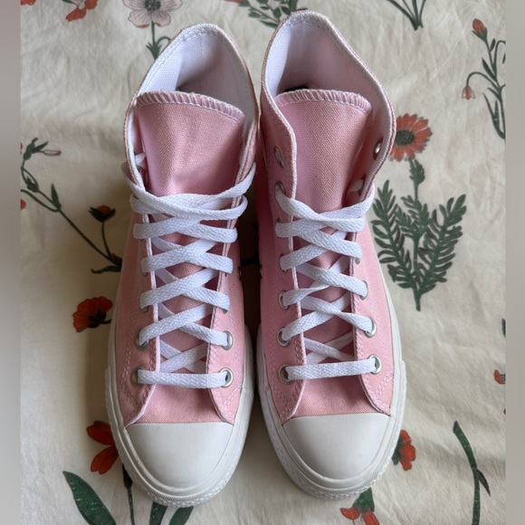 Pink Heart Platform High Top Converse - Picture 3 of 10